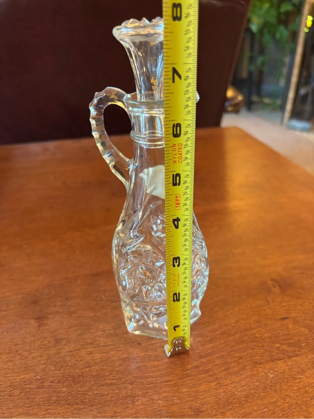vintage Anchor Hocking Early American Prescut clear glass oil or vinegar cruet